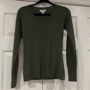 Kenar Green Cable Knit 100% Cashmere Sweater Women Size S Crewneck Long Sleeve
